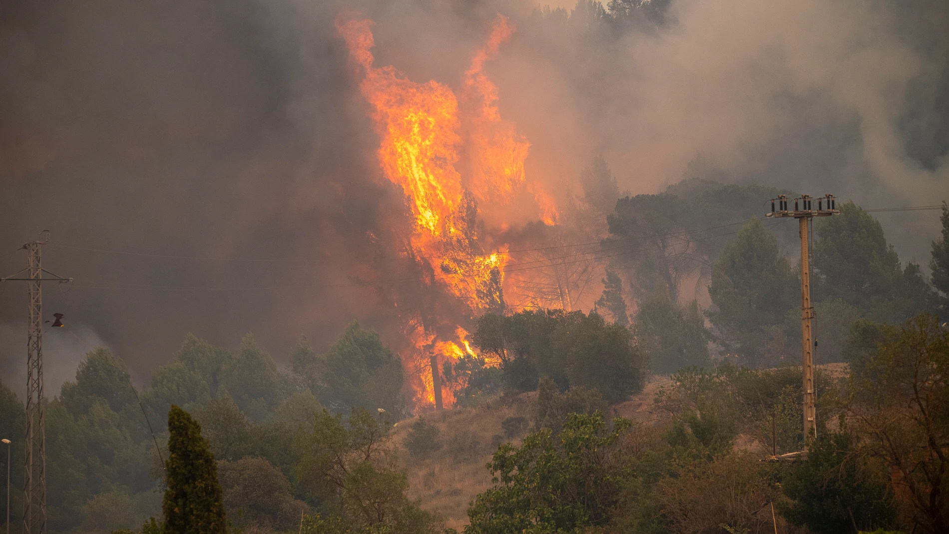 Llamas del incendio forestal de Ponto de Vilomara