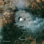 Imagen de satélite del incendio entre la Sierra de Francia y Las Hurdes