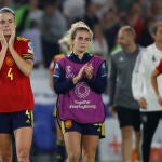 Las jugadoras españolas se lamentan después de la derrota en cuartos de final