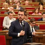 El presidente de la Generalitat, Pere Aragonès, en el pleno del Parlament del 20 de julio del 2022. PARLAMENT