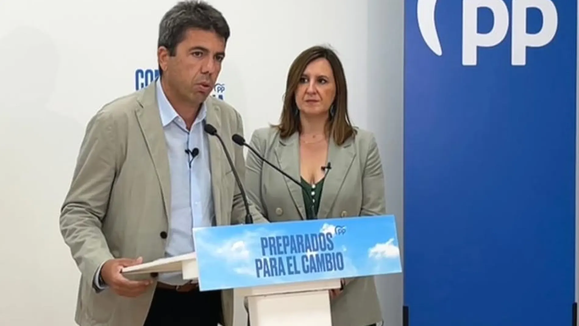 El presidente del PP, Carlos Mazón, y la secretaria general del PP, María José Catalá