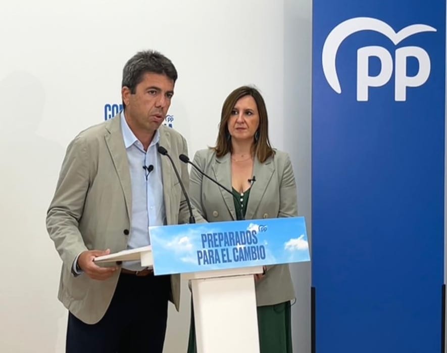El presidente del PP, Carlos Mazón, y la secretaria general del PP, María José Catalá