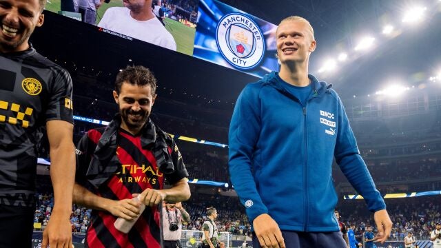 Erling Haaland durante un partido con el City