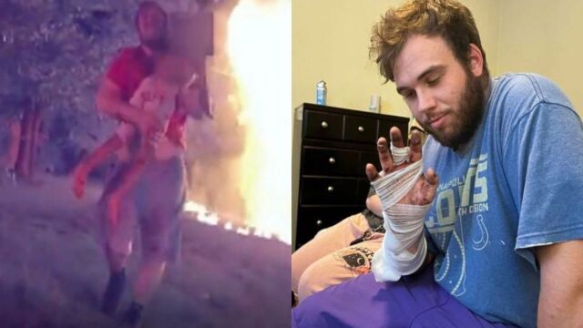El repartidor Nicholas Bostic entró a la vivienda en llamas para ver si había alguien dentro