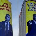 Imagen del anuncio con el mensaje del presidente del Barcelona, Joan Laporta, dirigido al Real Madrid.