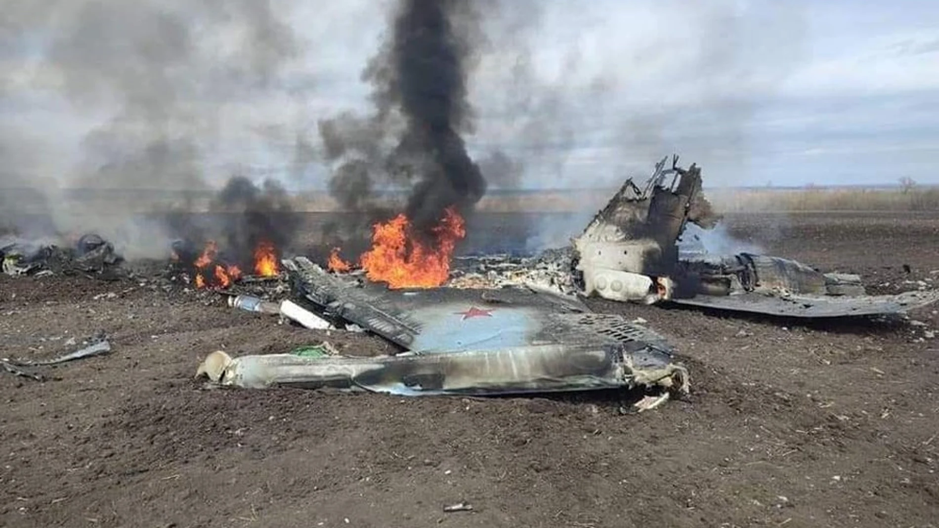 Su-25 ruso derribado por las Fuerzas Armadas de Ucrania