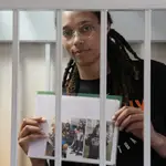 Brittney Griner, en la celda desde la que ha seguido el juicio