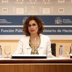 La ministra de Hacienda, María Jesús Montero, ayer tras el Consejo de Política Fiscal y Financiera (CPFF)