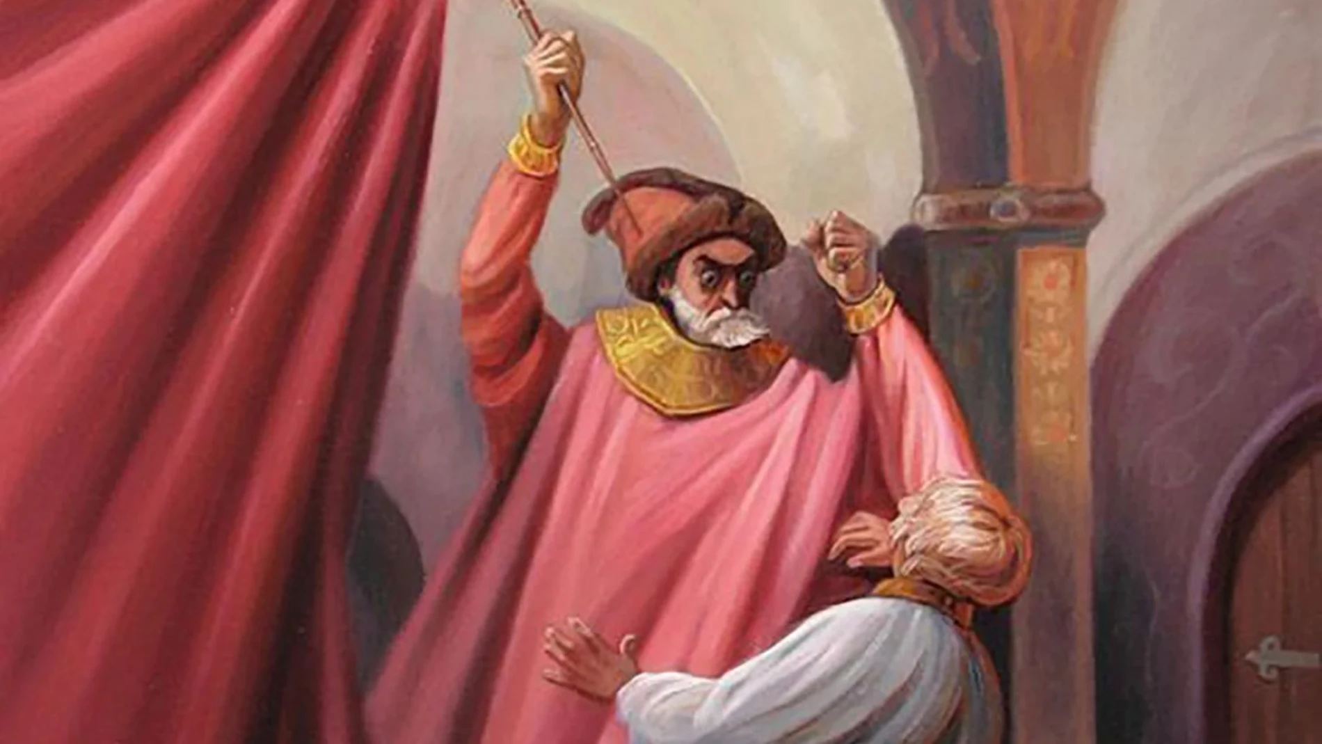 Esta pintura de Oleg Shupliak se titula “Ivan el Terrible mata a su hijo”.