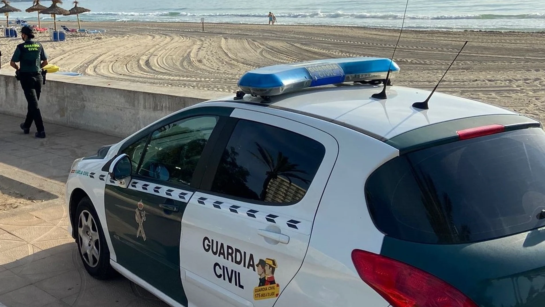 Una agente y un vehículo de la Guardia Civil
