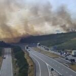 La A52 ha sido cortada por el incendio en Verín