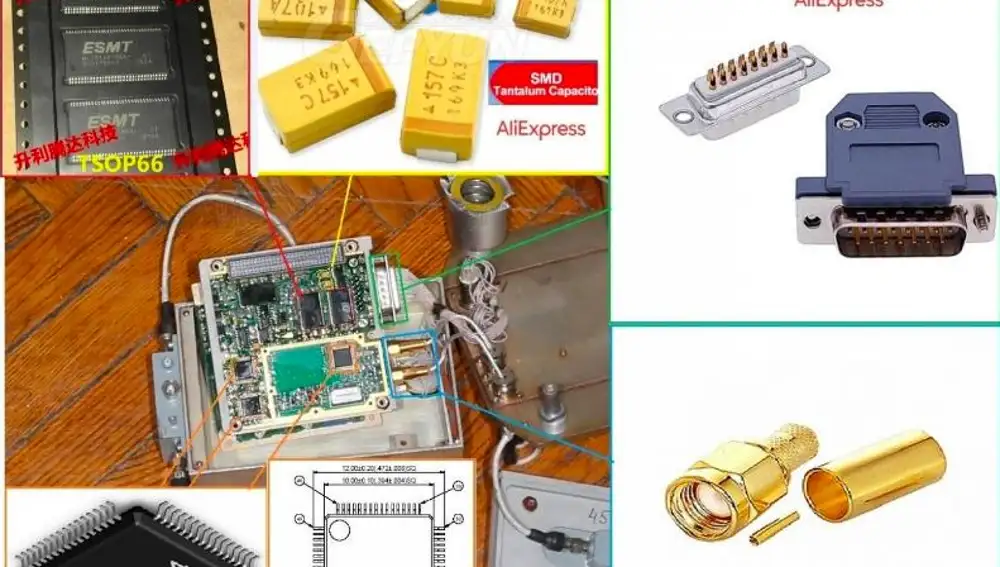 Detalle de los componentes del lanzacohetes disponibles en AliExpress