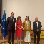 De izquierda a derecha: Óscar Puente, Virginia Barcones, Alicia Villar y Emilio Álvarez durante la toma de posesión de Villar como nueva subdelegada del Gobierno en Valladolid. DELEGACIÓN DEL GOBIERNO 05/08/2022