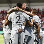 Los jugadores del PSG celebran un gol ante el Clermont