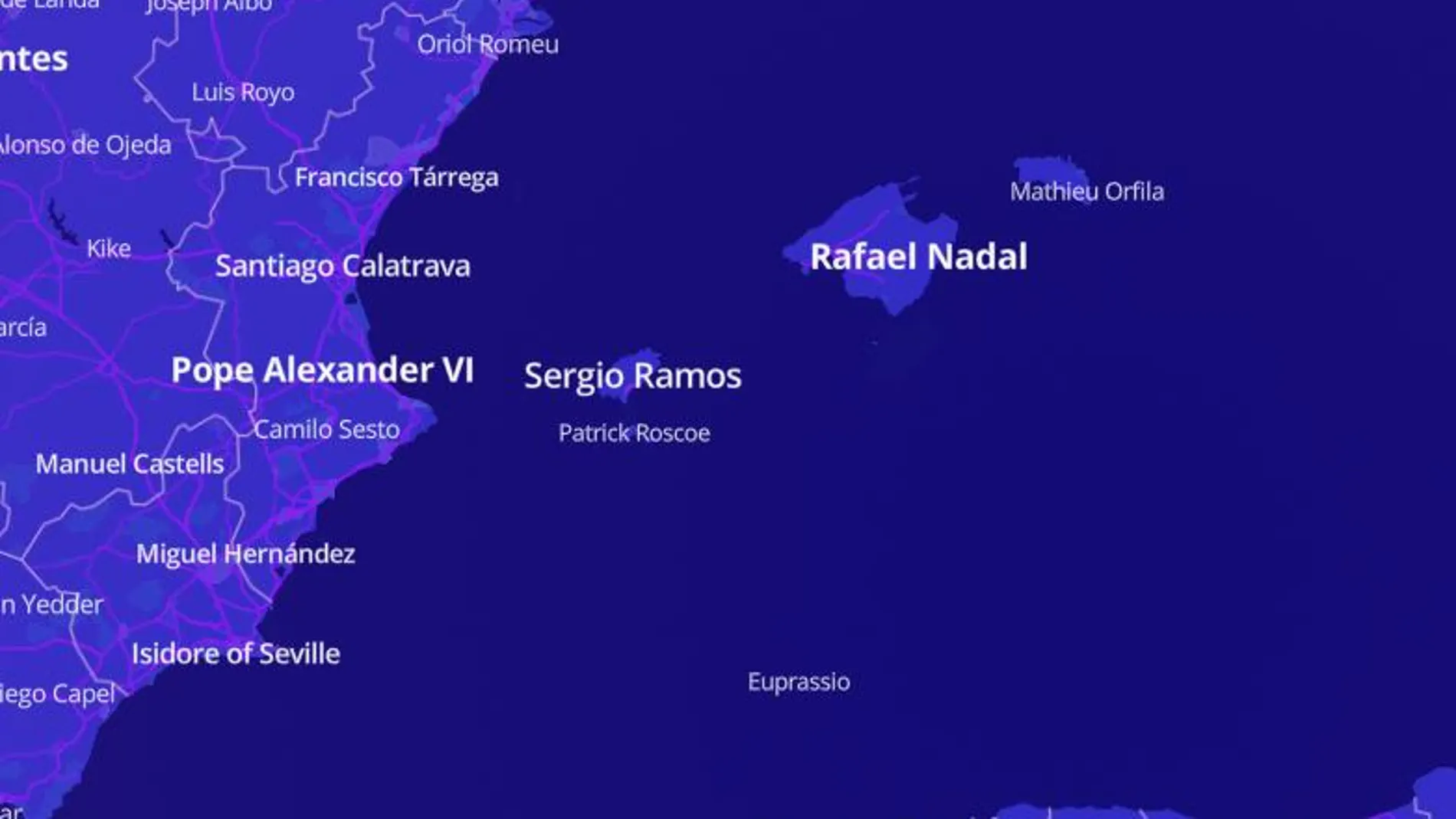El mapa sitúa a Sergio Ramos como la persona más influente nacida en la isla de Ibiza