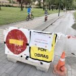 Obras en el carril bici de Valladolid a su paso por la avenida de Zamora