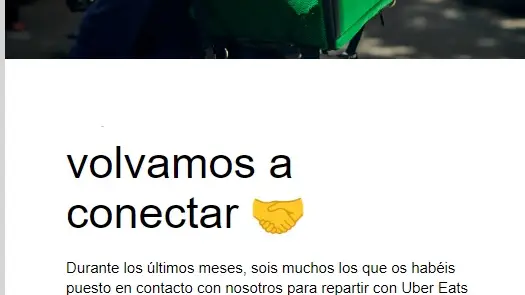 Correo enviado por Uber Eats a los &quot;riders&quot;