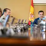 El presidente de la Junta, Juanma Moreno, en el último Consejo de Gobierno presencial celebrado en San Telmo