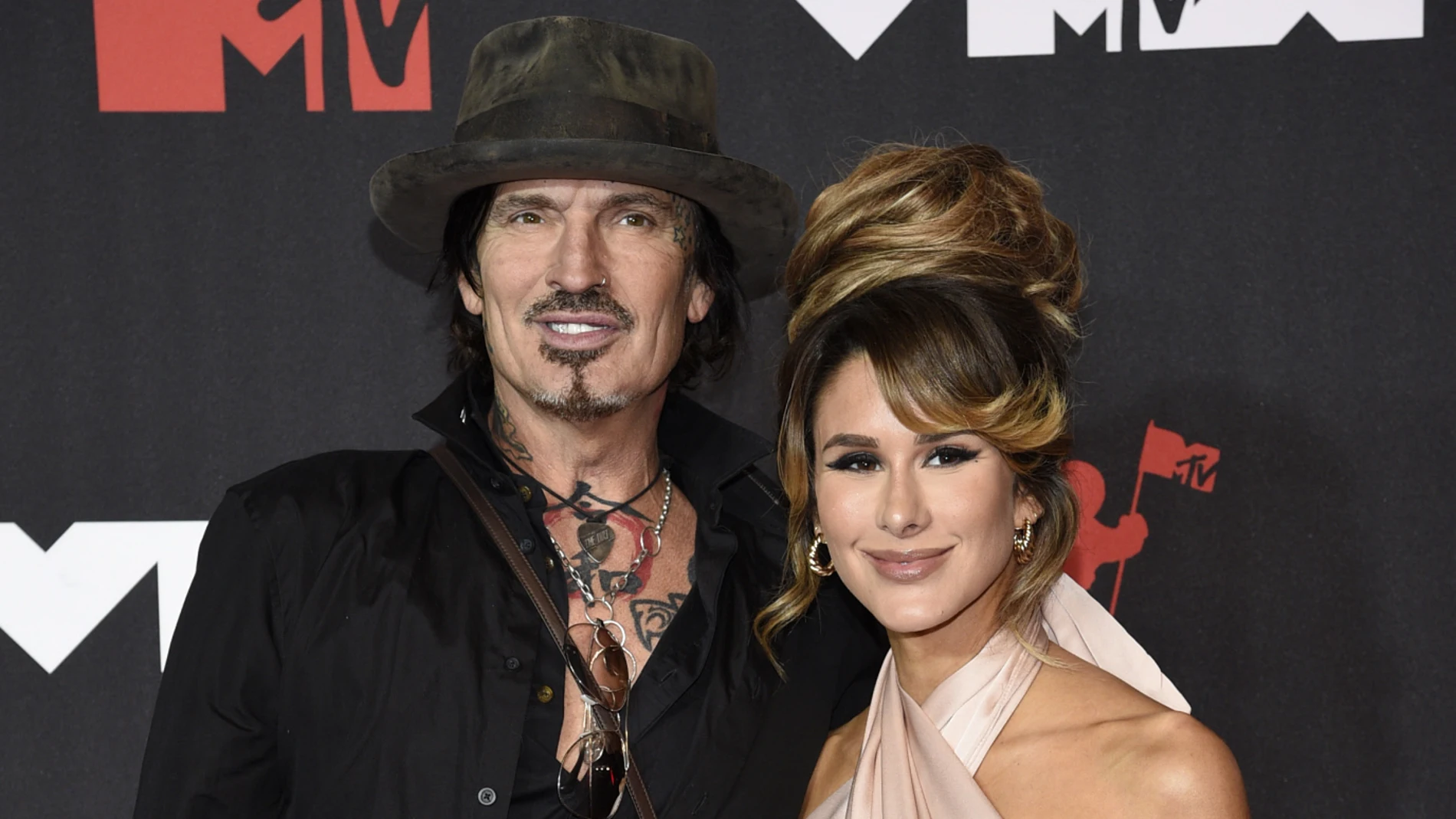 Singer Tommy Lee, , and Brittany Furlan at the MTV Video Music Awards on Sunday, Sept. 12, 2021, in New York.