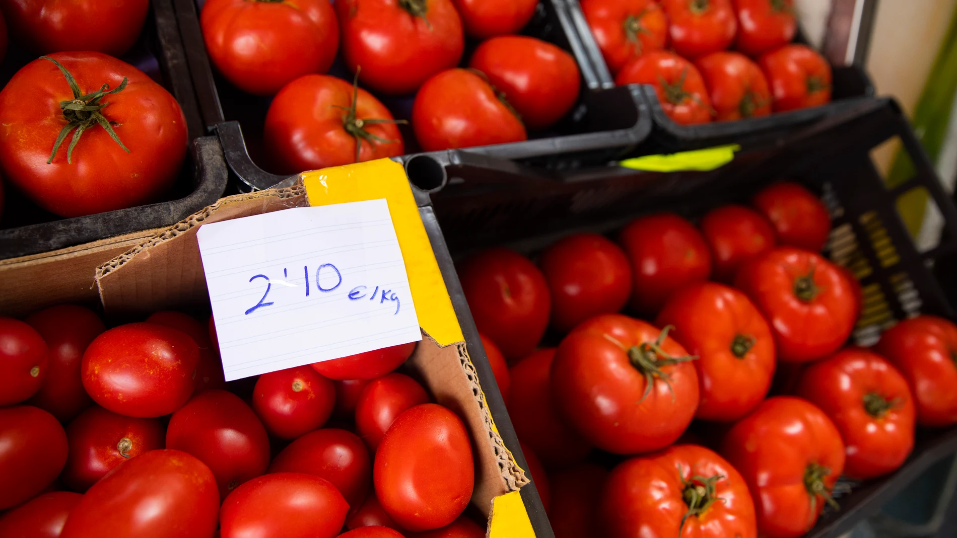 Tomates en un puesto de frutas y verduras de un mercado de abastos | Fuente: María José López / Europa Press