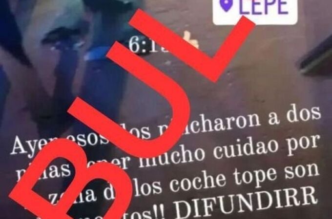 Imagen del desmentido de la Policía Local de Lepe (Huelva), publicado en redes sociales. POLICÍA MUNICIPAL DE LEPE