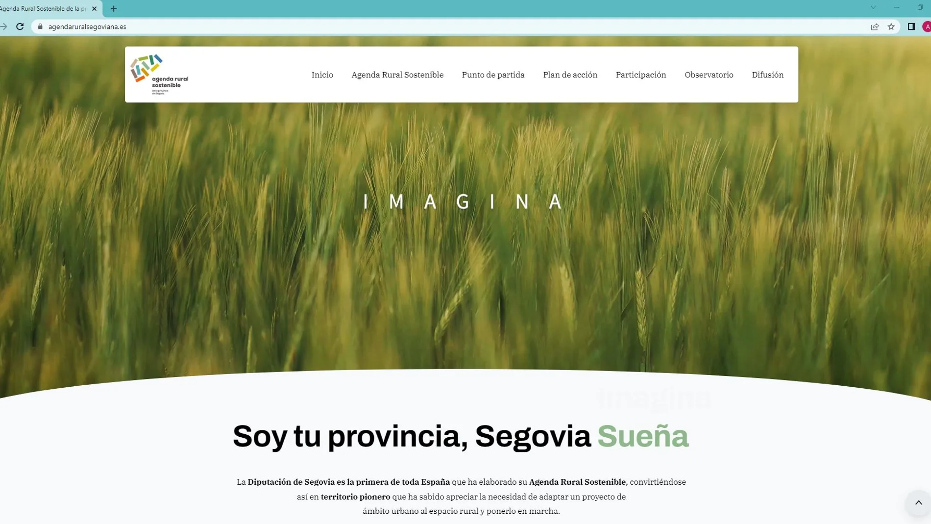 Web de la agenda rural sostenible de la Diputación de Segovia