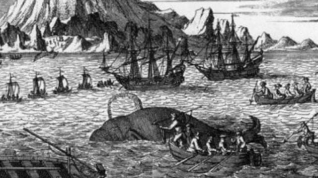 Recreación del encuentro entre los indios alonquinos y los balleneros vascos
