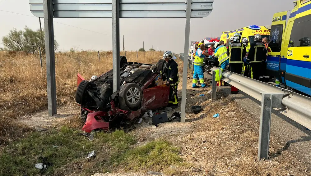 Accidente de tráfico A5 km. 36 sentido Madrid. Casarrubios del Monte (Toledo).