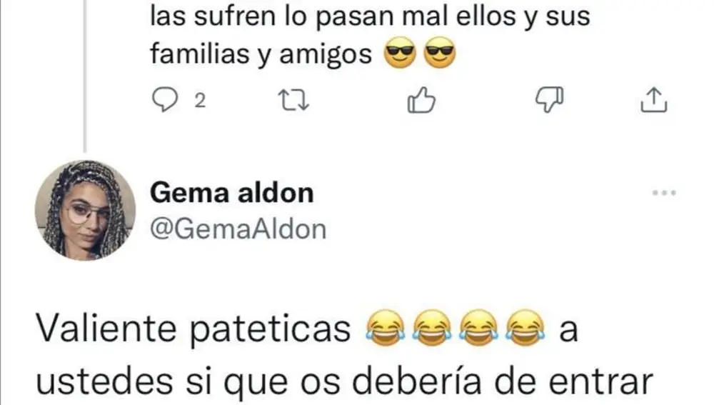 Mensajes de Gema Aldón en Twitter