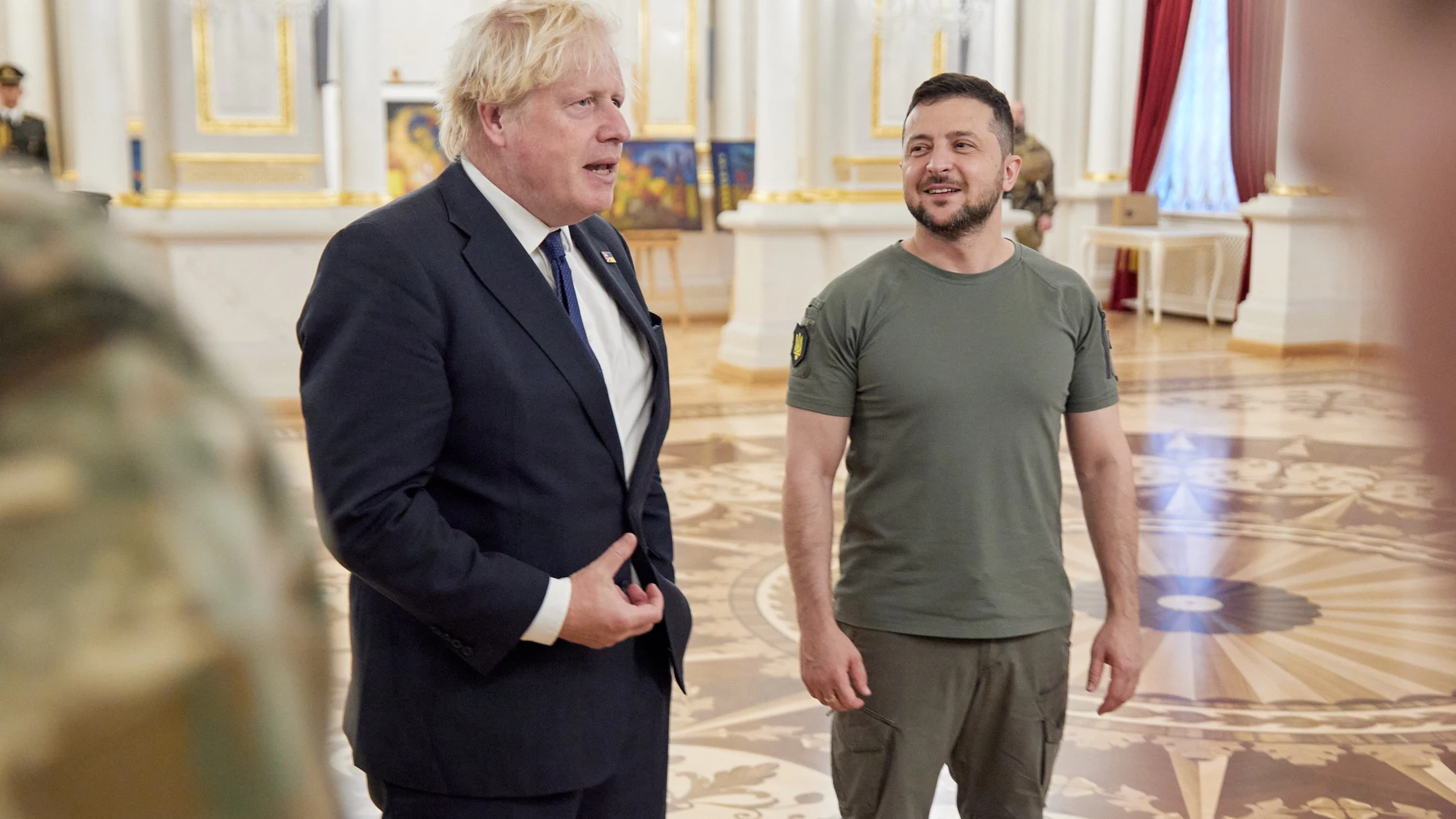 Boris Johnson junto Volodimir Zelensky durante su visita a Kiev