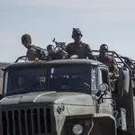 Militares del Gobierno federal cerca de Agula, al norte de Mekele.