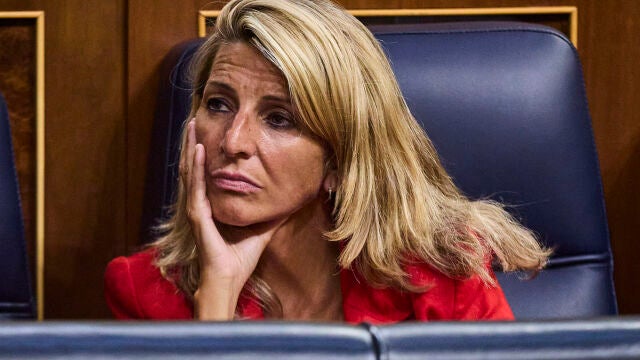 Yolanda Díaz, durante el pleno del Congreso de los Diputados celebrado ayer