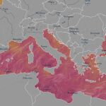 Temperatura de la superficie del Mar Mediterráneo