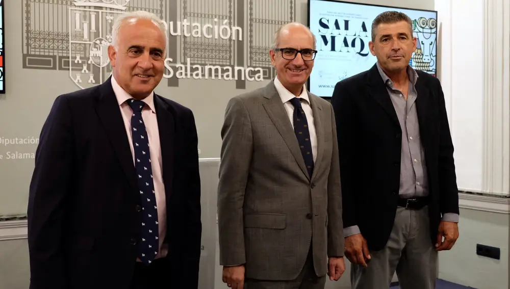 El presidente de la Diputación, Javier Iglesias, presenta la feria agropecuaria 'Salamaq 2022' junto a los diputados Javier Ortíz y Julián Barrera