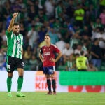 Borja Iglesias celebra su cuarto gol de la temporada, que bastó al Betis para vencer a Osasuna