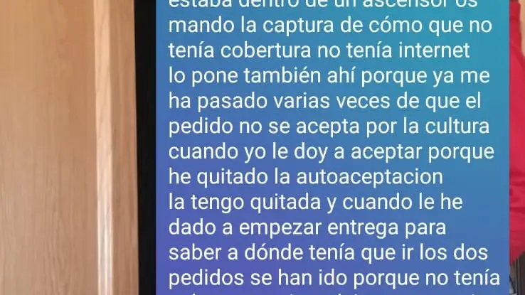 Penalización por cancelación por parte de las flotas de Uber Eats