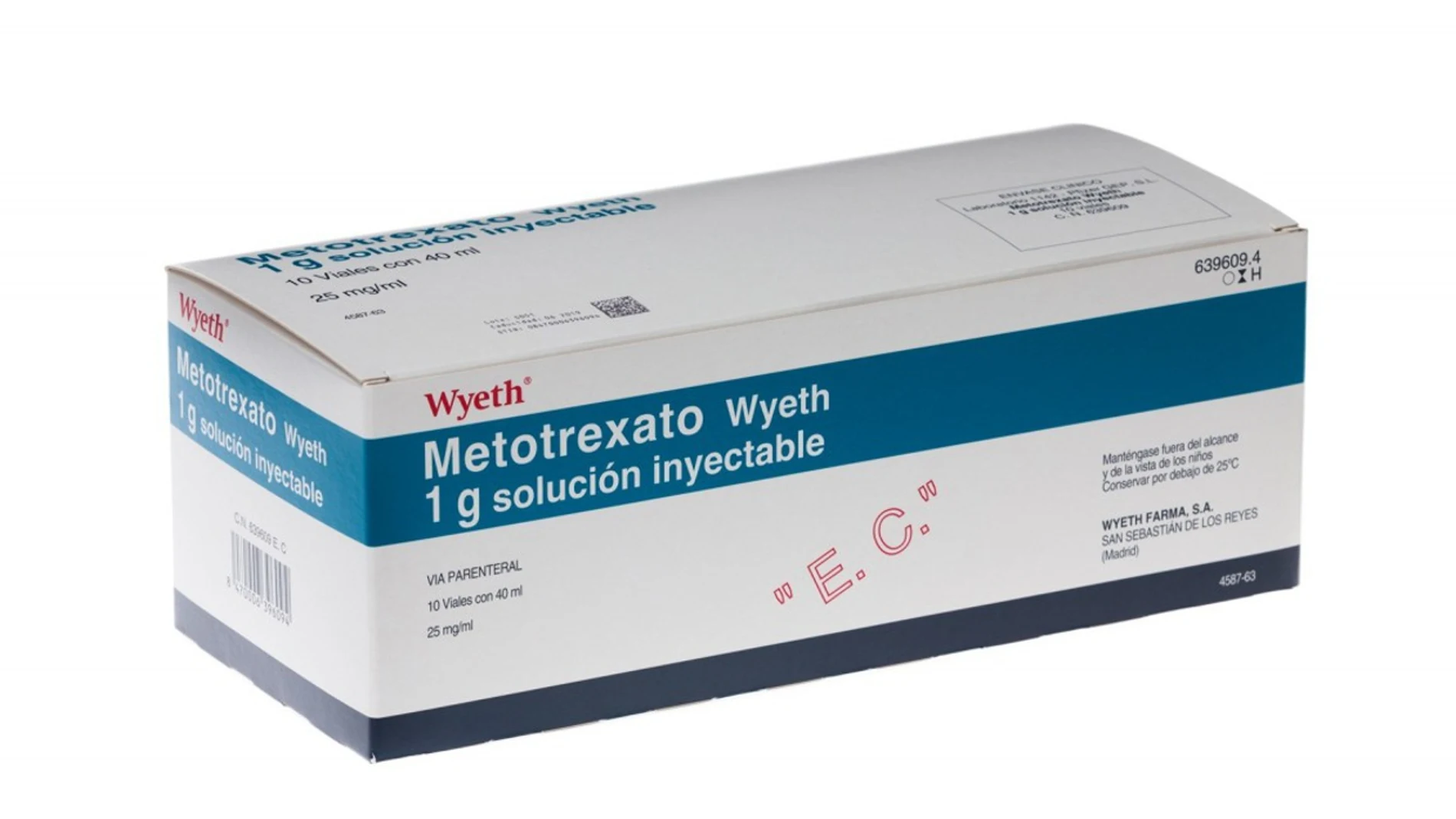 METOTREXATO WYETH 1 g SOLUCION INYECTABLE, 10 viales de 40 ml