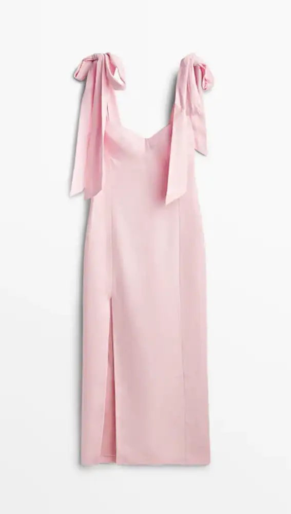 Vestido rosa lino.