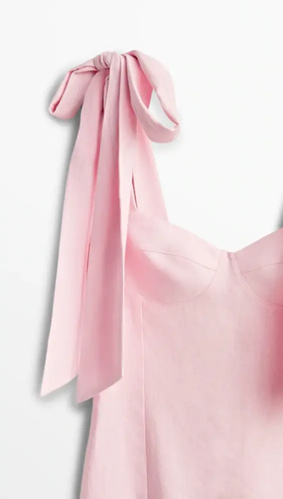 Vestido rosa lino.