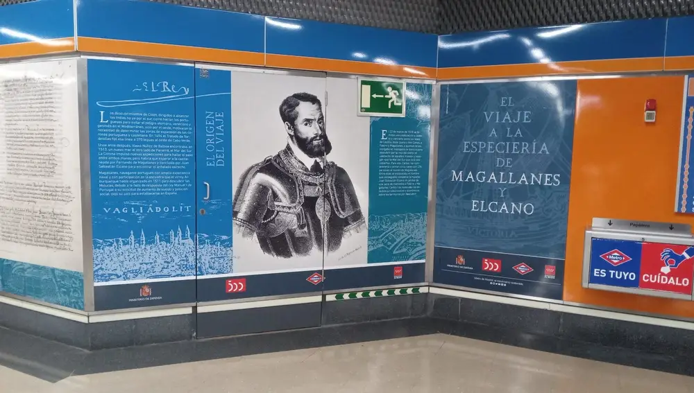 Tematización conmemorativa en la estación de Metro de Islas Filipinas con motivo del V Centenario de la primera vuelta al mundo