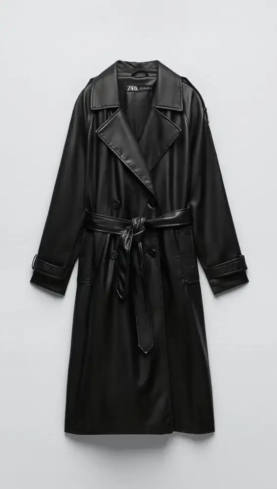 TRENCH EFECTO PIEL CINTURÓN