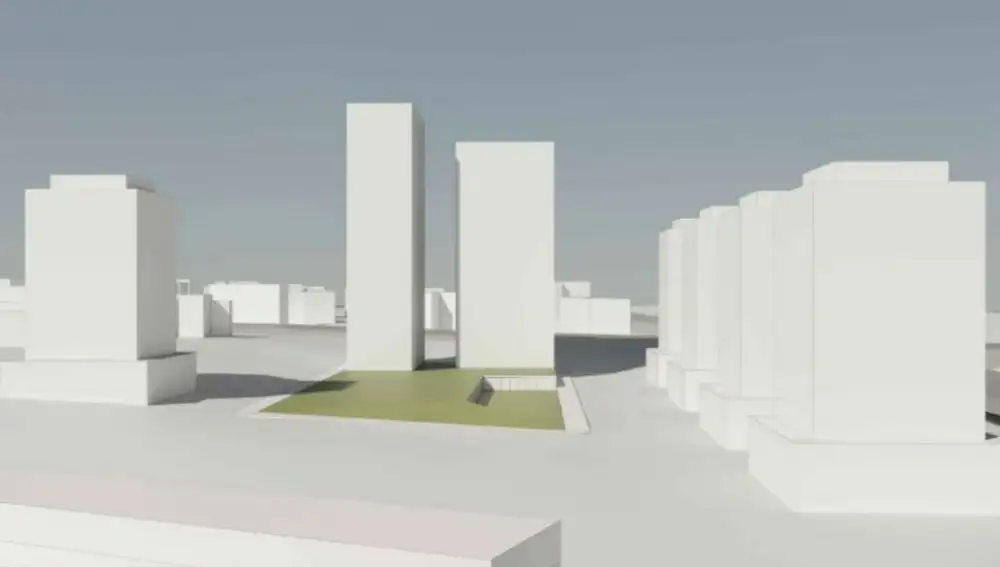 Recreación del nuevo ámbito con una zona verde y dos torres