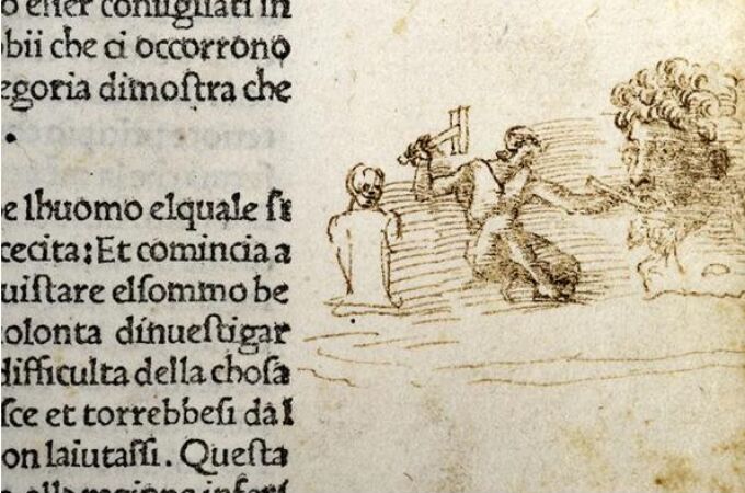 El dibujo donde supuestamente se representa a Miguel Ángel trabajando ha sido hallado en un libro del siglo XV