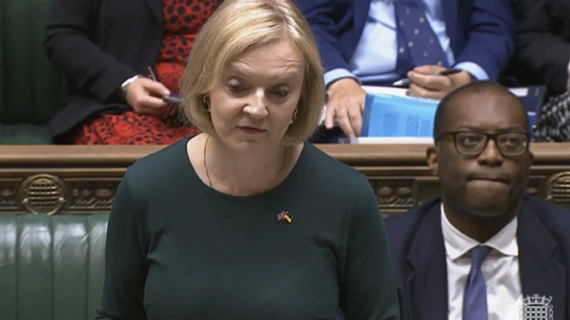 La primera ministra británica, Liz Truss, durante su discurso en la Cámara de los Comunes