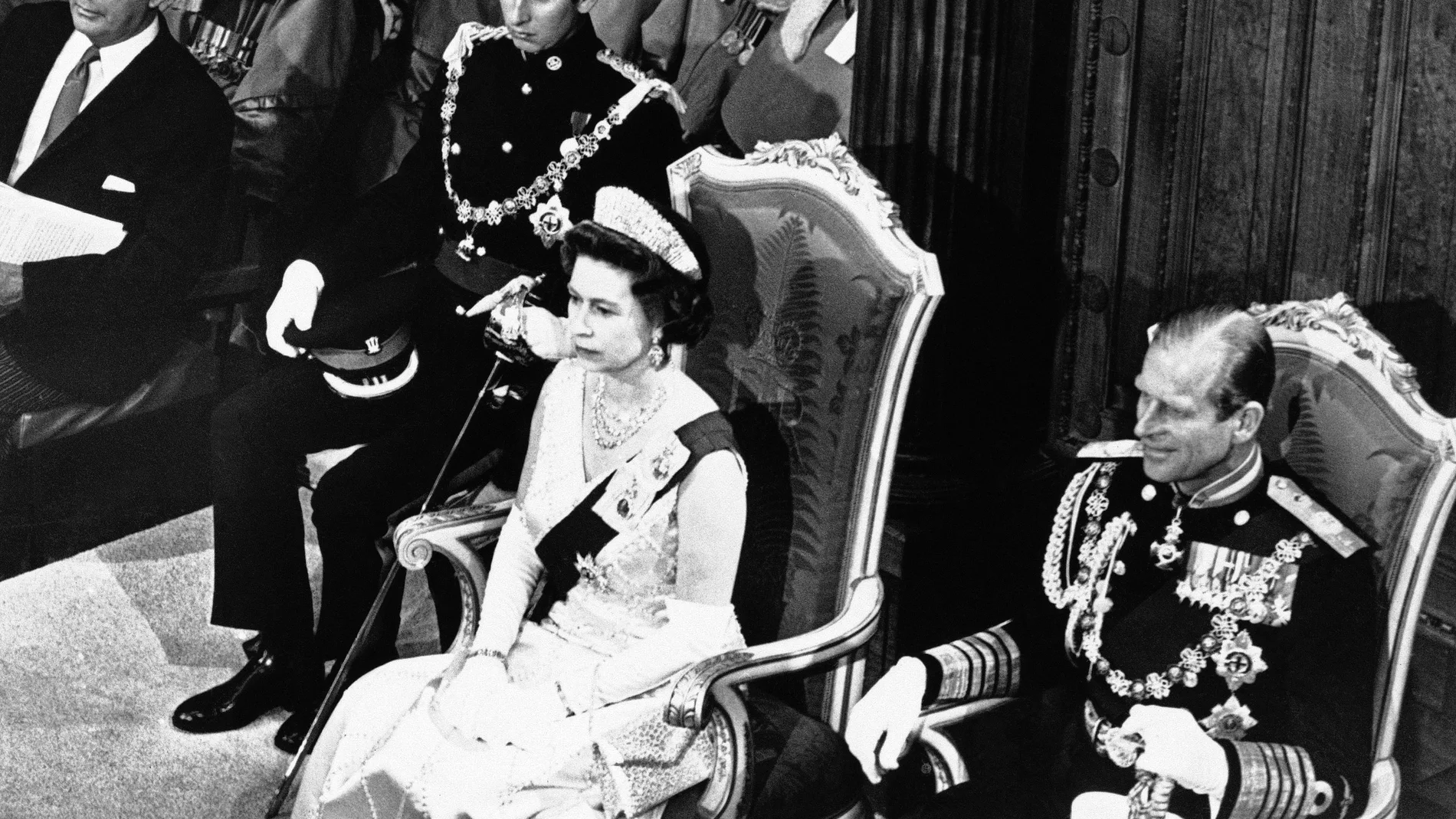 Imagen de 1970 junto al príncipe Felipe y el príncipe Carlos