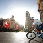 Alejandro Valverde, en su vuelta de honor al circuito de Madrid
