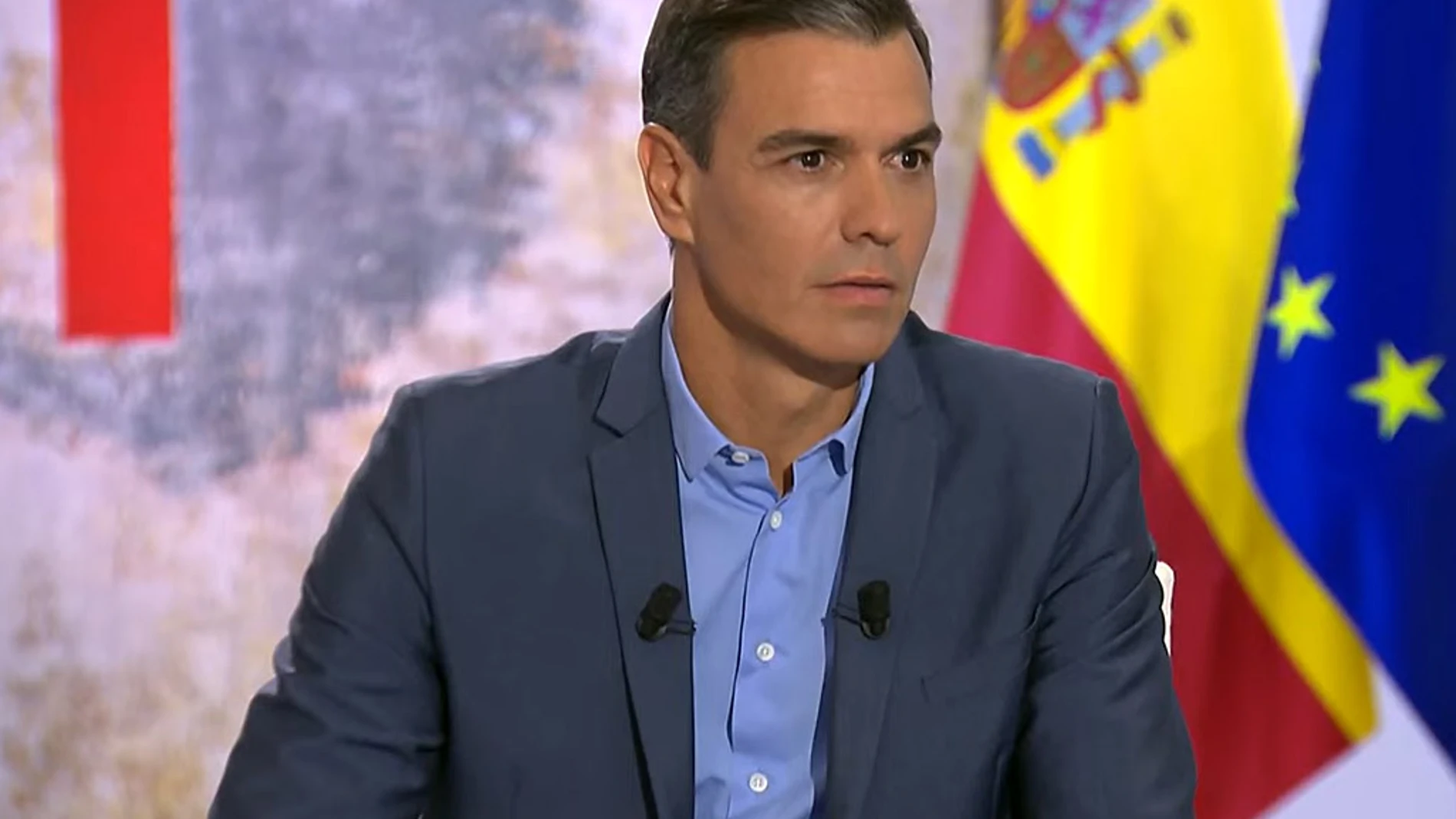 Pedro Sánchez, durante la entrevista en La Noche en 24 horas de RTVE