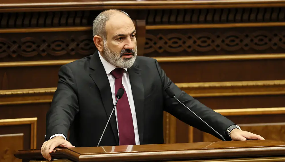 El primer ministro armenio Nikol Pashinyan en un discurso en el parlamento