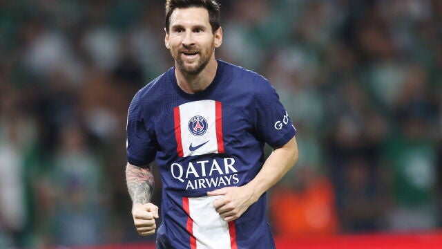 Leo Messi celebra uno de sus últimos goles con el PSG.
