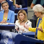 Ursula Von der Leyen, hoy, durante su intervención en la sesión del Parlamento Europeo en Estrasburgo
